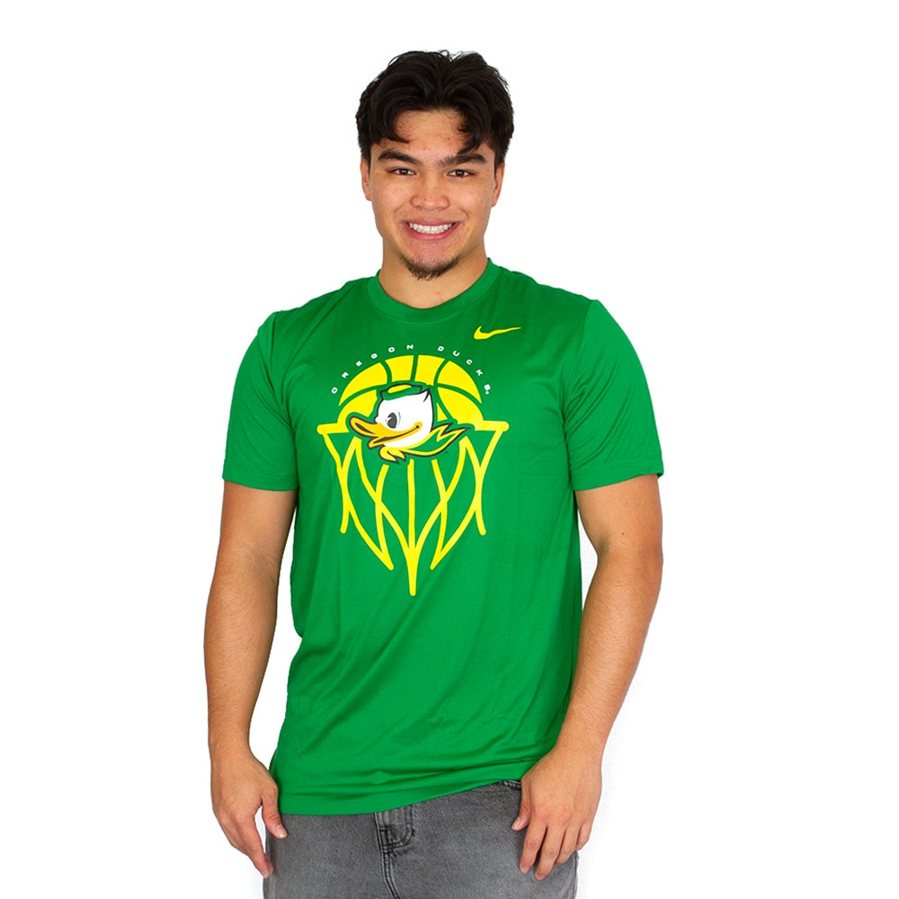 Fighting Duck, Nike, Green, Crew Neck, Performance/Dri-FIT, Men, Basketball, Hoop, T-Shirt, 945032